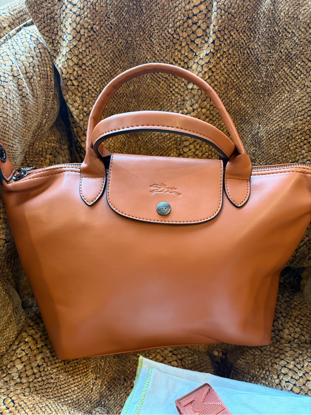 Leather Top-Handle Tote in Tan